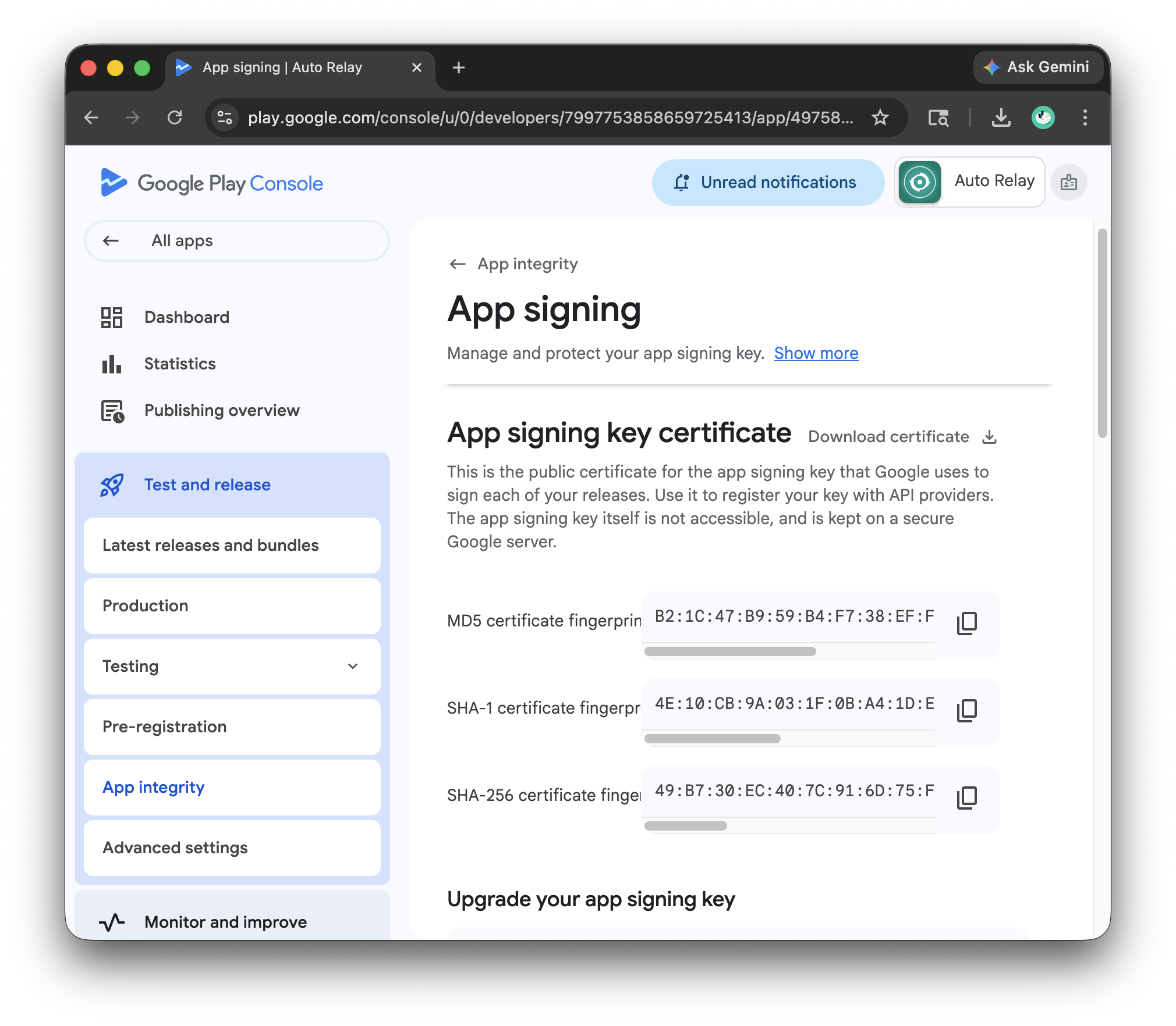 Play Console App Signing